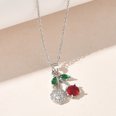 Brass & Cubic Zirconia Pendant Necklaces SA-CBA7E55-03P-02-1