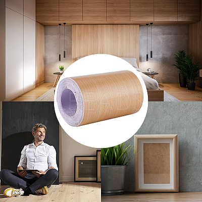1 Roll PVC Imitation Wood Grain Adhesive Tape DIY-GF0008-40A-1