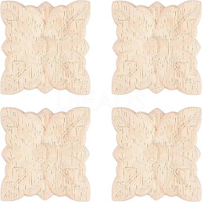 Natural Solid Wood Carved Onlay Applique Craft WOOD-FH0001-35-1