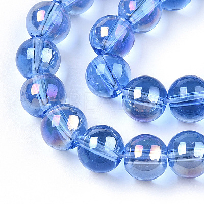Electroplate Transparent Glass Beads Strands GLAA-T032-T6mm-AB04-1