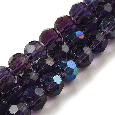Electroplate Transparent Glass Beads Strands EGLA-A035-T8mm-L15-1