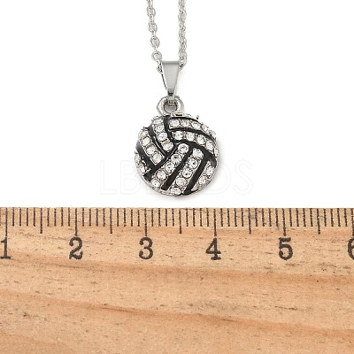 Zinc Alloy Crystal Rhinestone Sport Ball Pendant Cable Chain Necklaces NJEW-U024-01P-04-1
