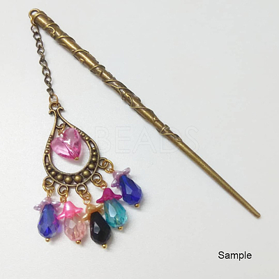 Tibetan Style Alloy Hair Stick Findings X-TIBE-R310-35AB-NR-1