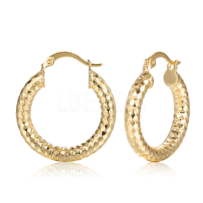 Brass Textured Hoop Earrings FS-WGEF2F9-01-1
