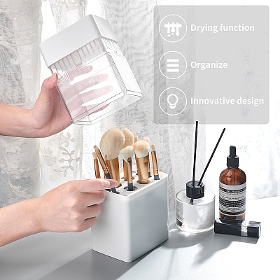 ABS with Plastic Cosmetic Brush Storage Container AJEW-WH0168-18C-1