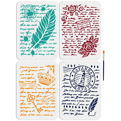 1 Set PET Hollow Out Drawing Painting Stencils DIY-MA0003-27-1