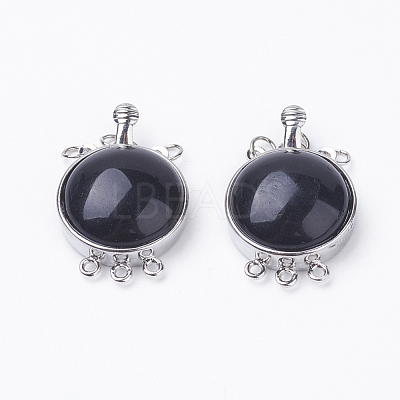 Natural Dyed & Heated Black Agate Box Clasps G-E427-14P-1