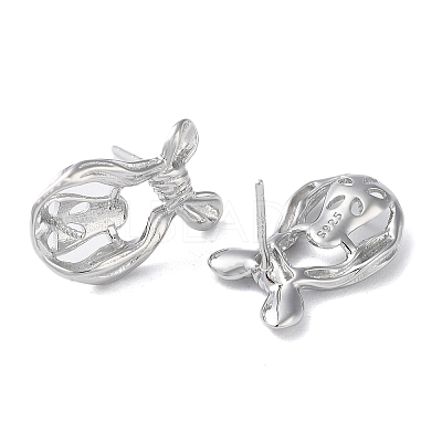 Rhodium Plated 925 Sterling Silver Stud Earring Settings STER-M115-01P-1