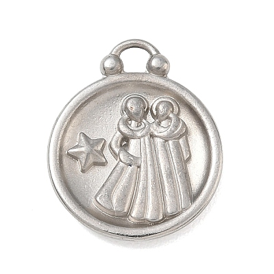12 Constellations 304 Stainless Steel Pendants STAS-F354-01P-04-1