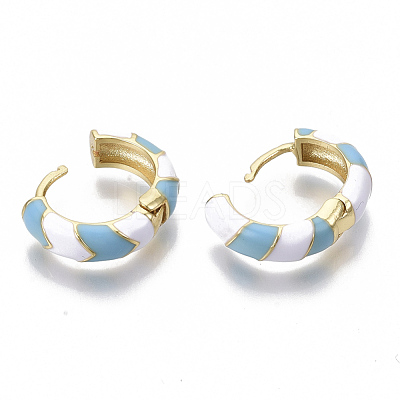 Brass Huggie Hoop Earrings EJEW-S209-04C-1