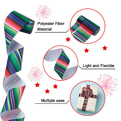 2Rolls 2 Styles Stripe Pattern Printed Polyester Grosgrain Ribbon OCOR-TA0001-37L-1