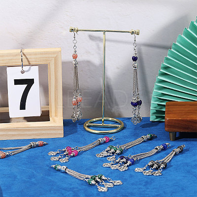 10Pcs 10 Colors Tibetan Style Zinc Alloy with Resin Bead Tassel Big Pendants TIBEP-PH0001-92-1