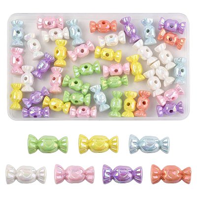 40Pcs UV Plating Opaque Acrylic Beads OACR-FS0002-27-1