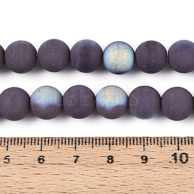 Frosted Opaque Glass Beads Strands GLAA-T032-P10mm-MBB15-1