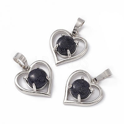 Synthetic Blue Goldstone Pendants G-P484-04P-08-1