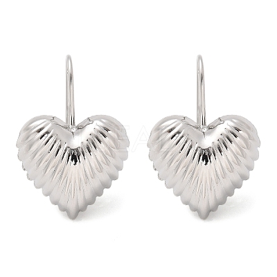Textured Heart Brass Dangle Earrings EJEW-B132-04P-1