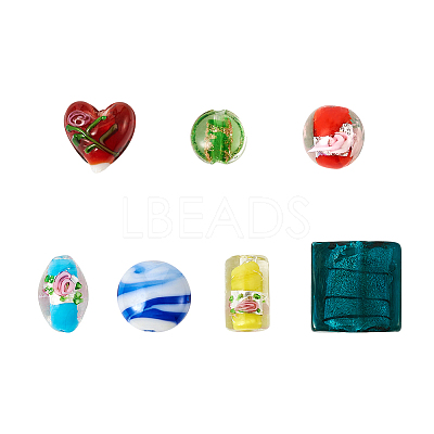Handmade Silver Foil Lampwork Glass Beads FOIL-CD0001-01-1