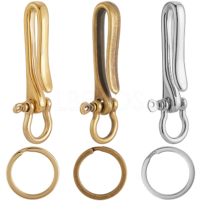 9Pcs 9 Styles Alloy & Brass D-Ring Anchor Shackle Clasps KK-SC0006-36-1