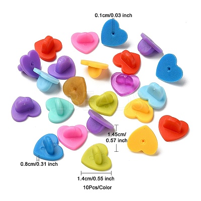 100Pcs 10 Colors Plastic Heart Lapel Pin Backs KY-YW0001-59-1