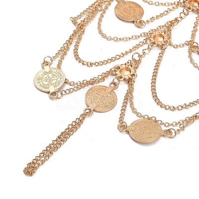 Bohemian Multi-layer Chain Alloy Coin Tassel Toe Ring Anklets for Women AJEW-B107-01KCG-1
