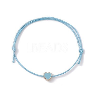 Alloy Enamel Heart Braided Bead Bracelet BJEW-JB09737-06-1
