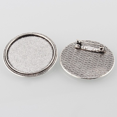 Vintage Alloy Brooch Cabochon Bezel Settings PALLOY-O038-42AS-1