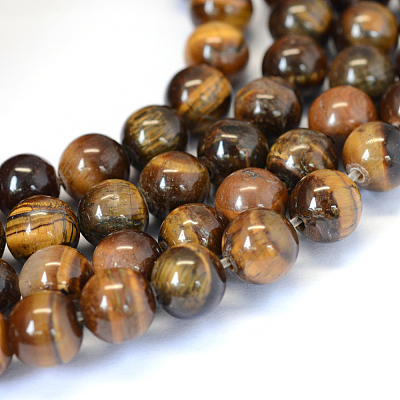 Grade AB Natural Tiger Eye Round Bead Strands X-G-E334-6mm-17-1