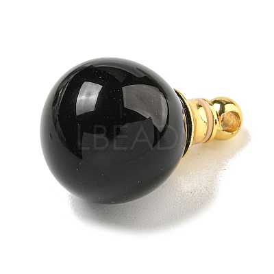 Natural Obsidian Perfume Bottle Pendants G-K338-22G-01-1