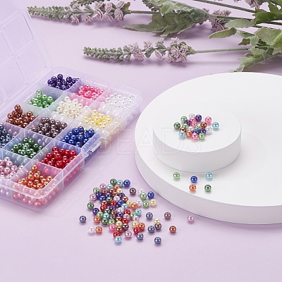 1200Pcs 15 Colors Imitation Pearl Acrylic Beads OACR-YW0001-12-1