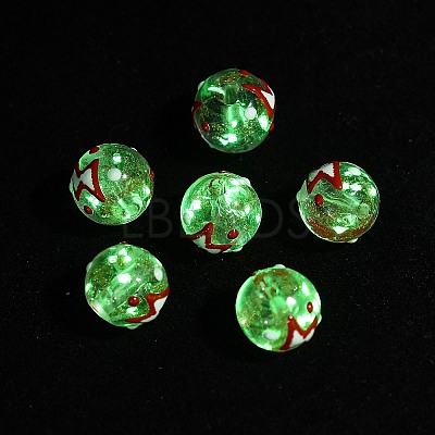 Luminous Handmade Enamel Gold Sand Glass Beads Strands LAMP-U004-08A-1