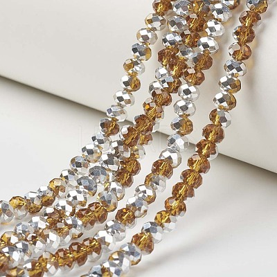 Electroplate Transparent Glass Beads Strands EGLA-A034-T8mm-M07-1