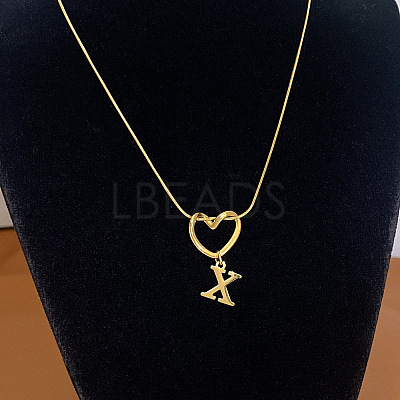 304 Stainless Steel Heart with Initial Pendant Necklaces for Women FS-WG4DC9E-24-1
