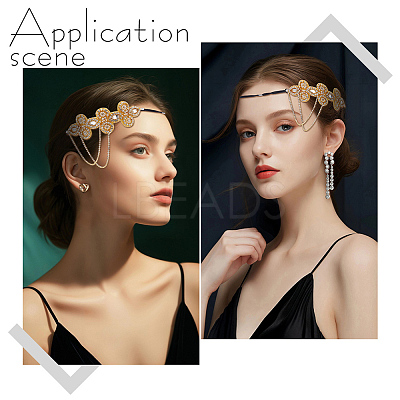Glass Rhinestone HeadBands for Women OHAR-WH0021-74G-1