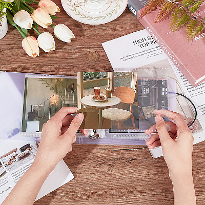 Square PVC Loose Leaf Binder Postcard Phote Album with 50 Pockets Transparent Sleeve Protectors Sets DIY-CP0008-01-1