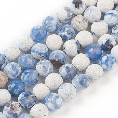 Faceted Natural Fire Crackle Agate Beads Strands X-G-F447-8mm-B09-1