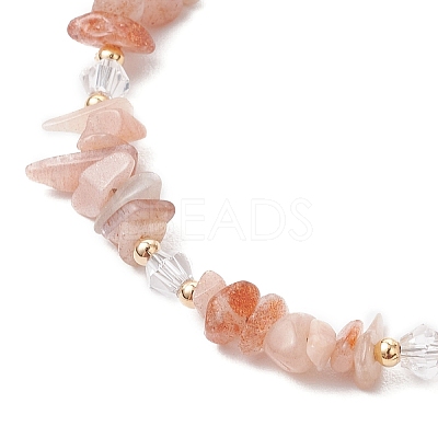Natural Sunstone Chip Beaded Bracelets for Women BJEW-JB11742-02-1