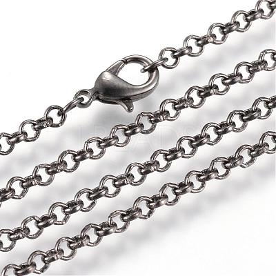 Iron Rolo Chains Necklace Making MAK-R015-75cm-B-1
