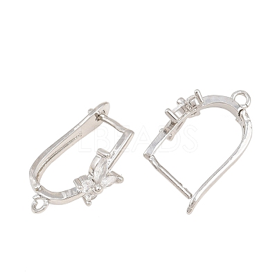 Brass Micro Pave Cubic Zirconia Hoop Earring Findings CU-CBAB5B4-05P-1