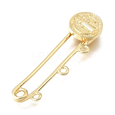 Saint Benedict Brass Safety Pins Brooch Findings KK-E802-41A-G-1