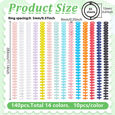 140Pcs 14 Colors Platic Binding Combs FIND-WA0001-15-1