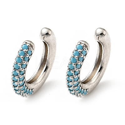 Cubic Zirconia C-Shaped Cuff Earrings EJEW-G295-19P-03-1