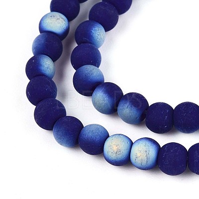 Frosted Opaque Glass Beads Strands GLAA-T032-P4mm-MBB03-1