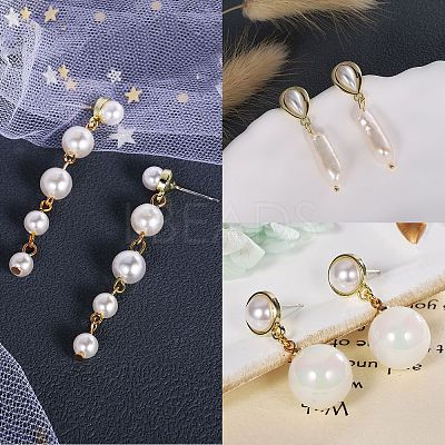 12Pcs 6 Style Alloy & Brass Stud Earring Findings DIY-SZ0009-36-1