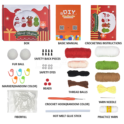 1Set Christmas Theme DIY Crochet Kit for Beginners DIY-SC0027-78A-1