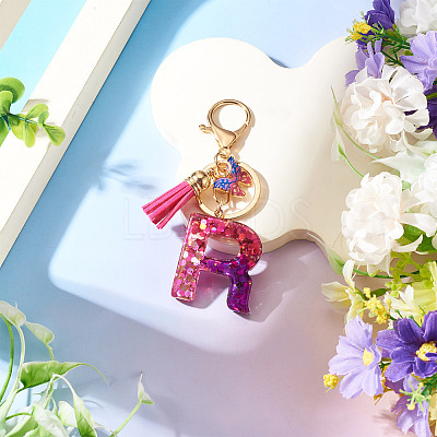 Alloy Resin Butterfly Keychains KEYC-TADJ0002-02G-R-1