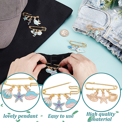 5Pcs Brass Brooches JEWB-GA00003-1