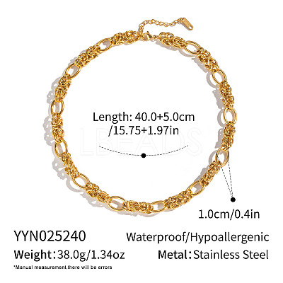304 Stainless Steel Twisted Knot Link Chain Necklaces for Women YV7423-1-1