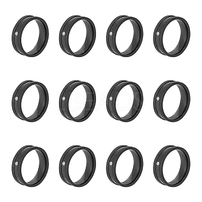 12Pcs Crystal Rhinestone Grooved Finger Ring RJEW-UN0002-46EB-1
