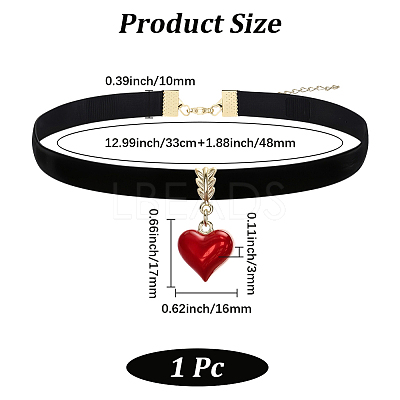 Alloy Enamel Heart Pendant Black Velvet Choker Necklaces for Women NJEW-WH20014-01A-1
