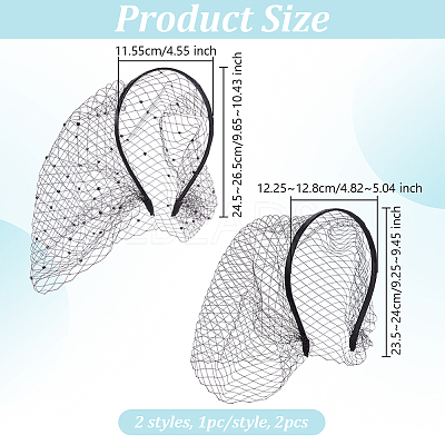 2Pcs 2 Colors Mesh Veil Cloth Hair Bands FIND-OC0003-95A-1